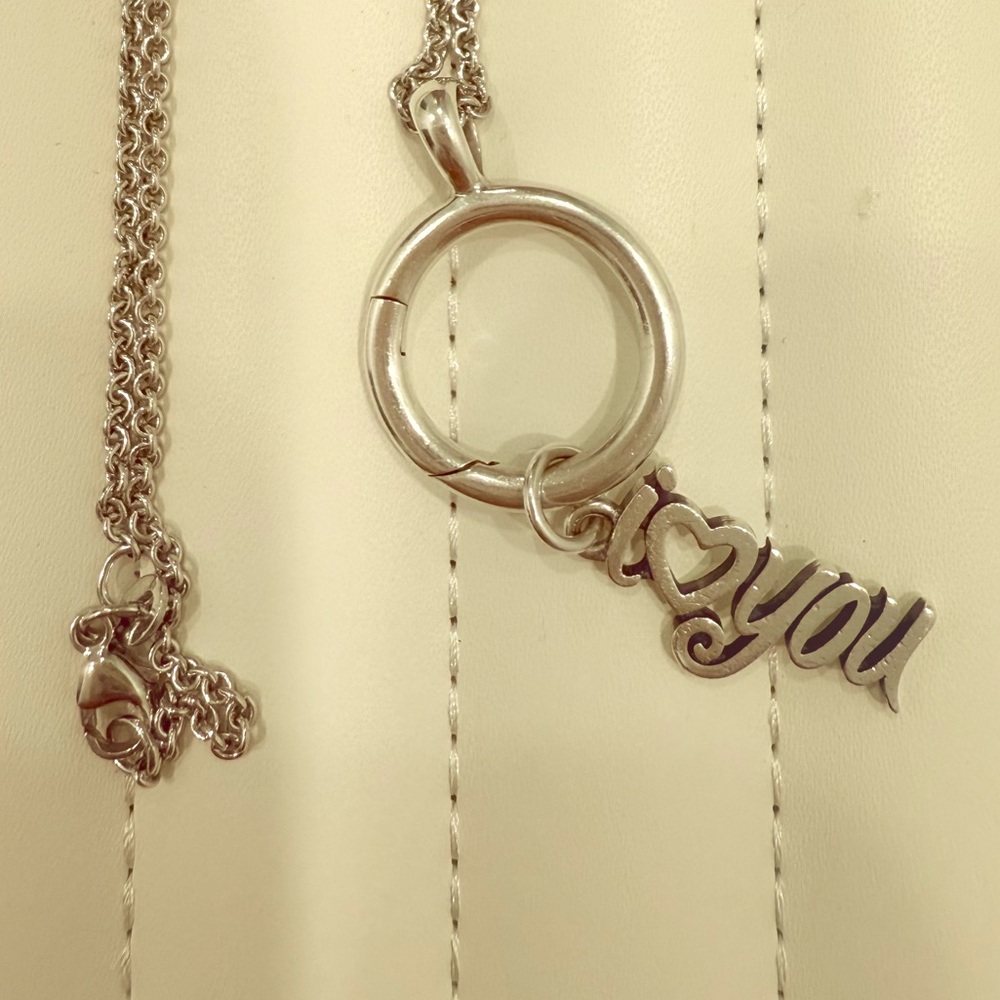 James Avery long Silver Love Pendant Charm Necklace